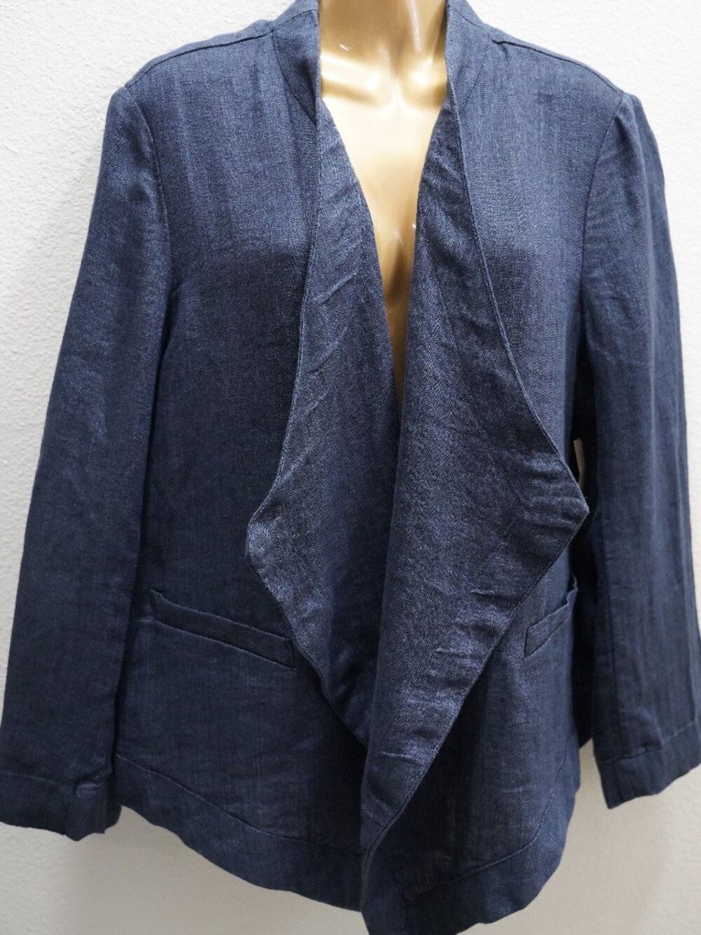 Coldwater Creek Navy Easy Linen Jacket size PL  NWT